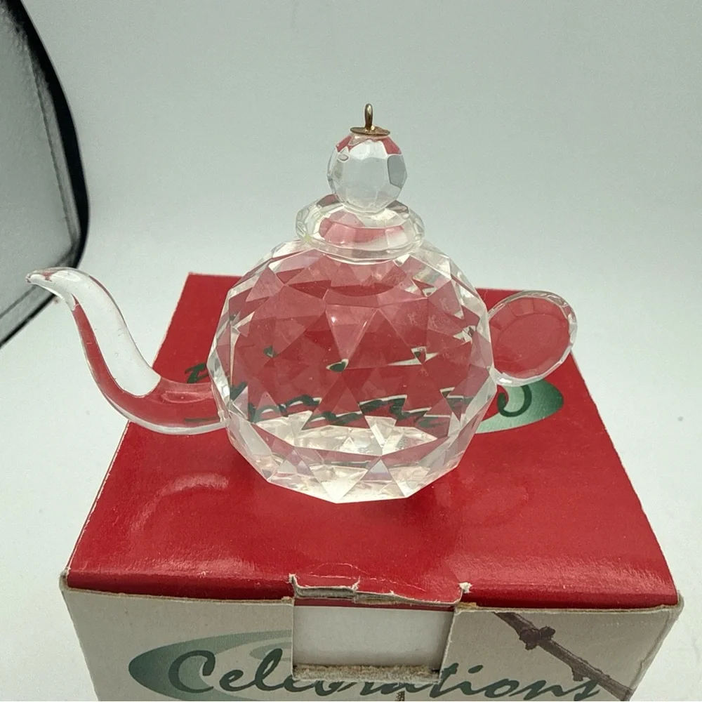 Celebrations Reflections crystal 2 3/4” teapot Hanging Ornament